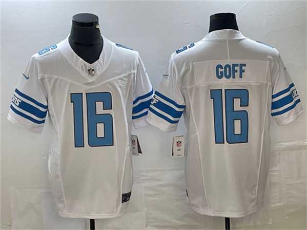 Mens Detroit Lions #16 Jared Goff White 2023 F.U.S.E. Vapor Untouchable Limited Jersey->->